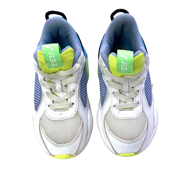 Puma RS-Running System Baby Shoes Size 4C 382765-02 White Blue Green Yellow - Picture 4 of 5